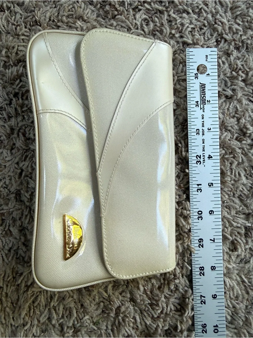 Vintage Christian Dior Parfums Cream Clutch Cosmetic Pouch Bag (NWOT)